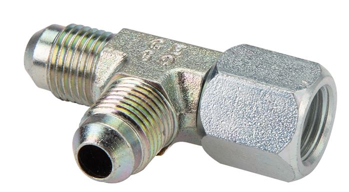 Exemplary representation: T-screw connection with JIC thread (female/male/male), galvanised steel